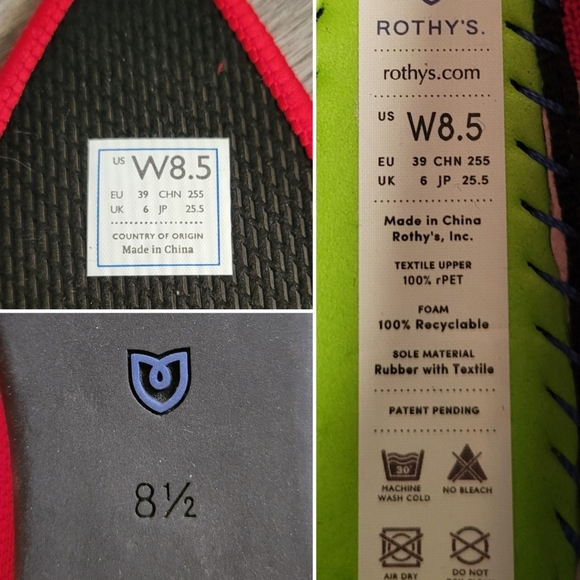 Rothy's The Point Chili Red Flats, Red Trim Insoles, Women's US 8.5 EU 39 - Picture 16 of 16